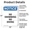 Signmission No Swimming No Diving, 10 in W x Rectangle, Aluminum OS-2PACK-NS-A-1014-V-14878 - alternate 5